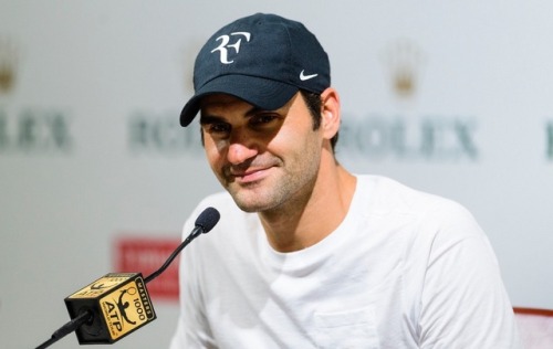 rfederer2: Roger Federer during a press conference at Shanghai Rolex Masters, 2017.