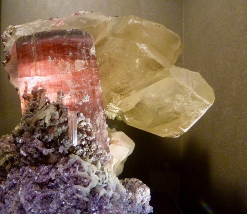 vlkphoto: Elbaite (with quartz, beryl, and albite) Like The Steamboat, these specimens of Na(Li,Al)3