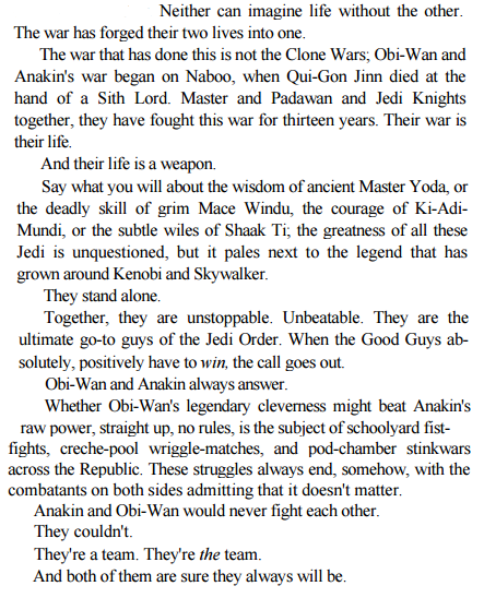 janecrockeyre:this isn’t even fanfic, this is the actual novelisation for RotS and lemme tell you so