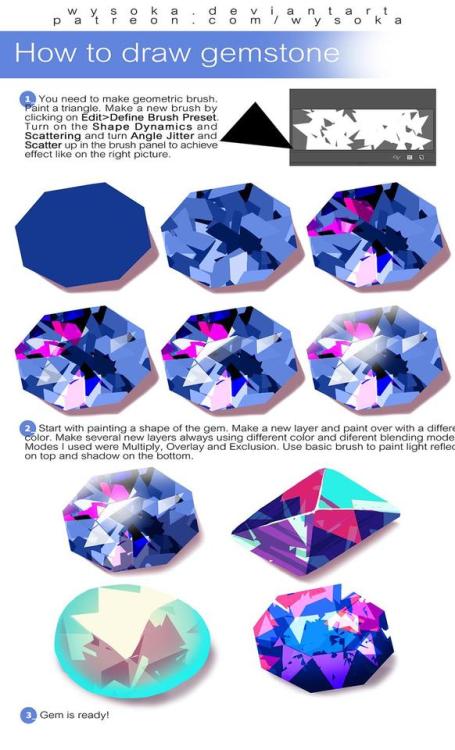 drawingden - How To Draw Gemstones by wysoka Support the artist...