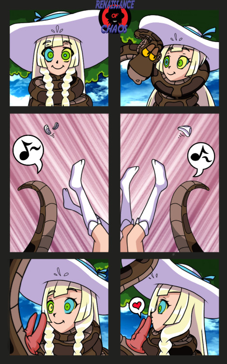 renaissanceofchaos:Welp, here’s an update from me! a commission I did for letterabcd from deviantart,  featuring Lillie from Pokemon Sun & Moon & that ever so popular snake on the realm of fetish fuel wasteland, Kaa~  Granted, I am feeling abit