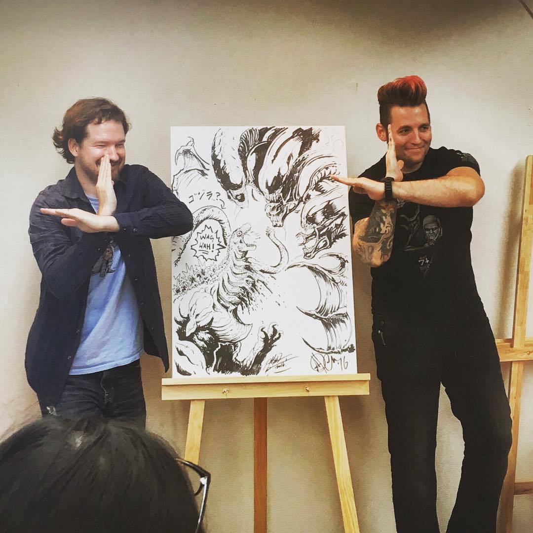 Was such an honor showing @mattzilla85 around Osaka and venturing into Tokyo for the #kaigaimangafesta … We did a live drawing event for the Brave and Bold event… Shortly after we destroyed the audience with Ultra beams.
#Godzilla #Gamera #Ultraman...