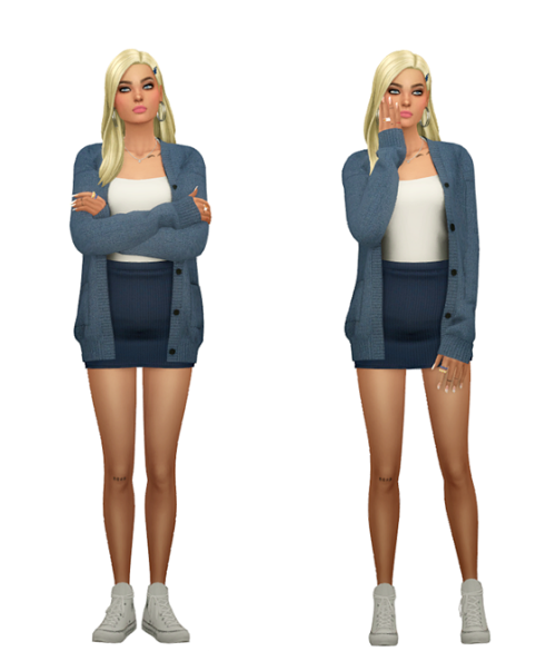 TS4 Daily Lookbook #55 Skin 1, 2, 3 / Hair / Eyebrows / Eyes / Nosemask Clothing - TopLong Sleeved T