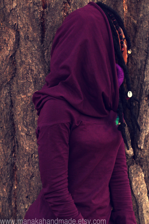 manakahandmade:“Purple Riding Hood” - Fairy/Pixie hooded dress in plum. Perfect for cool