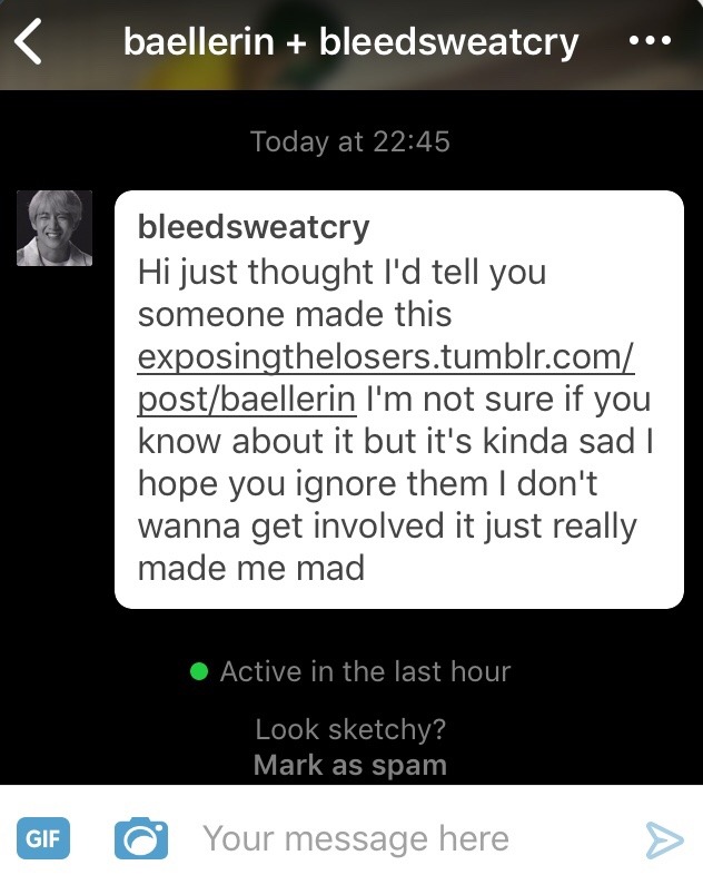 jonfawkes:  baellerin:  Guys if you get a similar message PLEASE DONT CLICK THE LINK It’ll make your device vulnerable to being hacked  Please rt to make people aware ‘exposingthelosers’ does not exist   damn, another tumblr virus, everyone be aware