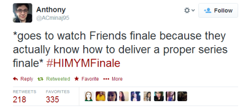 jonerysthrones: The best tweets about HIMYM Series Finale.