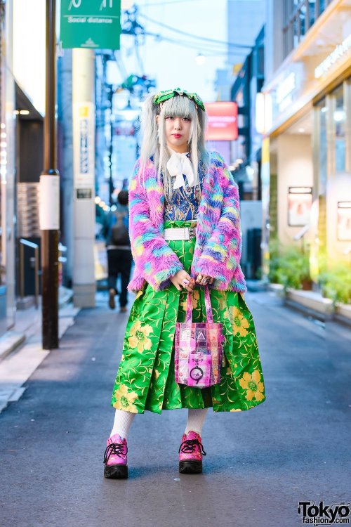 tokyo-fashion:Spinns clothing shop staffer Bakimero on the street in Harajuku wearing a ACDC Rag fuz