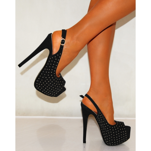 (via Koi Couture Ladies Black Slingbacks High Heels)