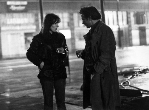 madcheninuniform1931:Elaine May and John Cassavetes on the set of Mikey and Nicky (1976)