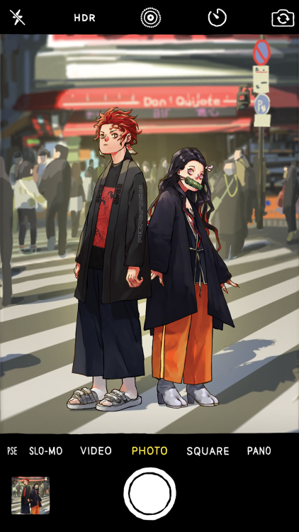 street snaps in shibuya by Zenitsu :0“hey tanjiro!! take a pic with me and nezukoooo~~”   ヽ(♡‿♡)ノ“&h