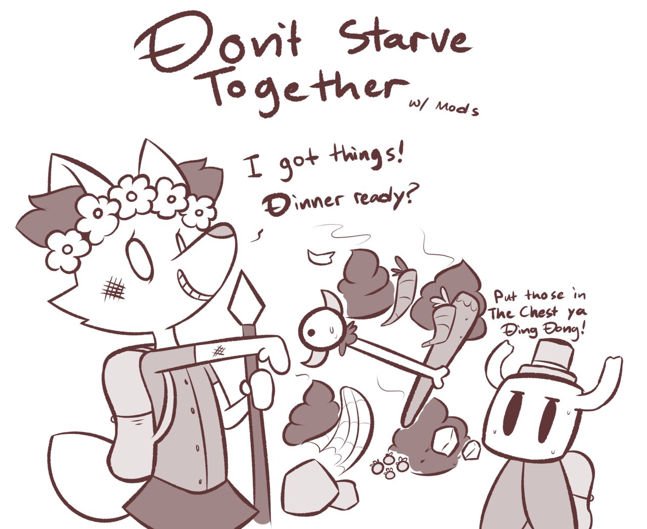 theartmanor: Playing Don’t Starve Together with @itsunknownanon, the weirdest duo