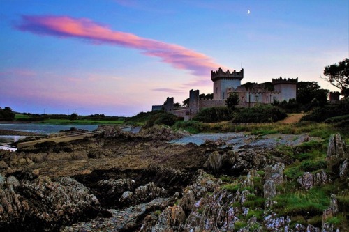 myirishhome:Quintin Castle at SunsetA striking Anglo-Norman castle built in 1184, situated along the