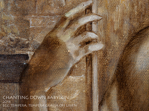 Chanting Down Babylon. Details. 2015. Daniel Mirante. Egg tempera and tempera grassa on linen.