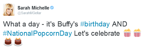 buffytardis:            The Queen celebrating her TV alter ego’s birthday.                  Happy Bi