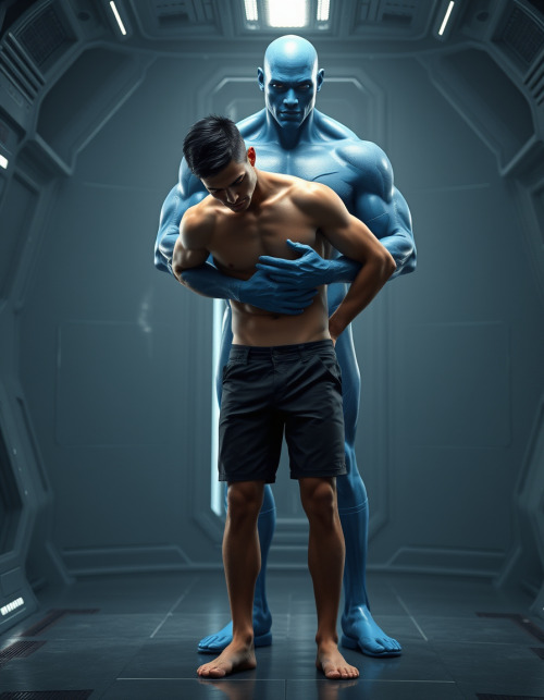 The Tall Blue Alien Named Padir Invited The Human Male On His Ship In Orbit Around The Earth