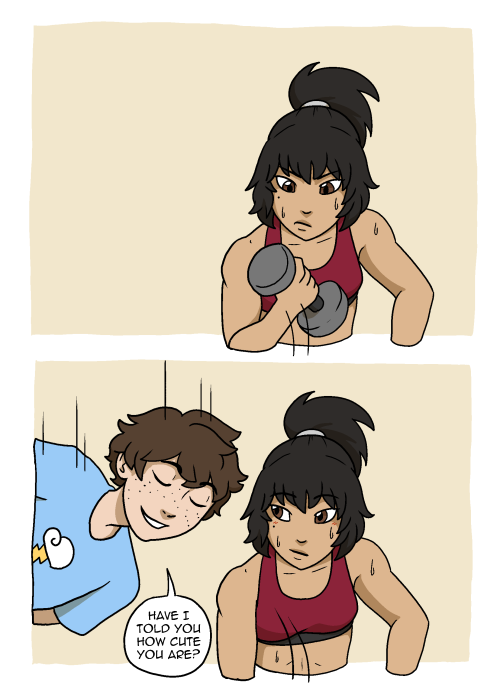 kidoblivion:
Cole and Nya are workout buddies. Jay, uh, “joins” them from time to time. 
For those wondering, Cole’s favourite person to bench press is Zane cause he’s the heaviest and can actually hold still for a long period of time.

YESSSHSHSHSSS 