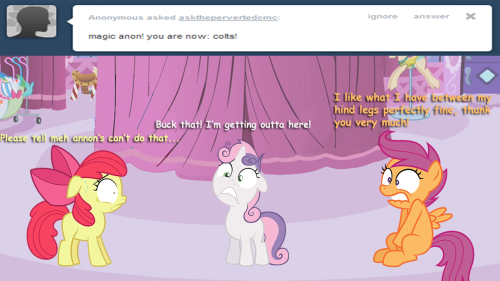 askthepervertedcmc:  Another non-cannon strip i did…hehe Internet cookie to anyone who gets the quote on the final panel:P  X3! Oh dear…