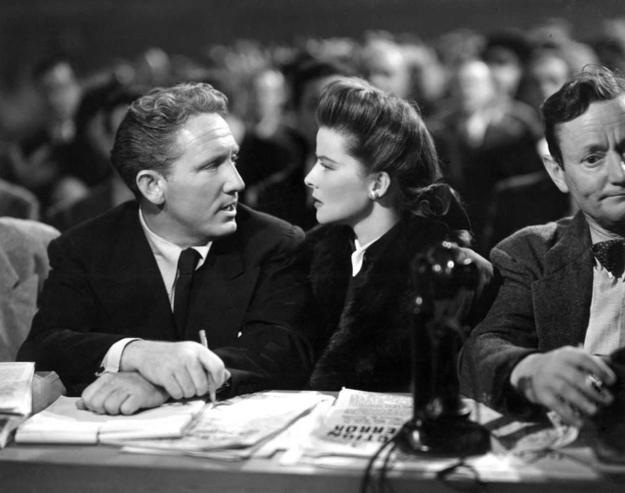 “Katharine Hepburn and Spencer Tracy in a scene from the alternate ending of Woman of the Year (1942)
”