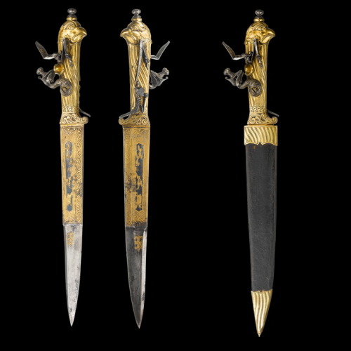 art-of-swords:Hunting Knife & Flintlock PistolDated: circa 1770Culture: GermanMeasurements: over