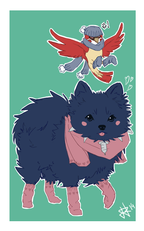 hiramu-art:  I just saw this pic of a little spitz wearing socks and couldn’t help