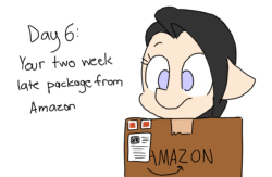 ask-a-pony-detective: about time Day 6: Your two week late package from Amazon  x3Surprisingly relevant fun fact- I ordered a lil thing from Amazon a couple days ago, and supposedly still hasn’t even shipped. =n=