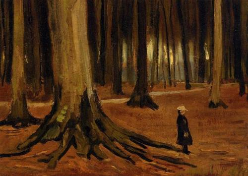 artist-vangogh: Girl in the Woods, 1882, Vincent van GoghMedium: oil,canvas