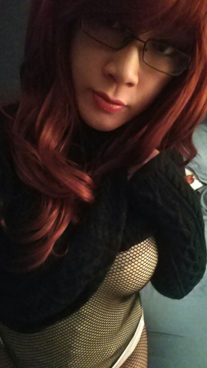 Fishnet bodystocking, new wigs, and a nice thick sweater.  ♥  I look like an innocent