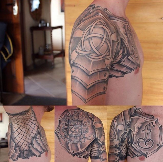 chest armor tattoo