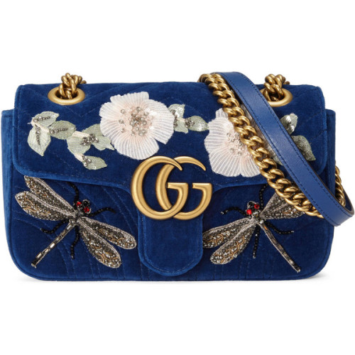 Gucci Gg Marmont Embroidered Velvet Mini Bag ❤ liked on Polyvore (see more handbag purses)