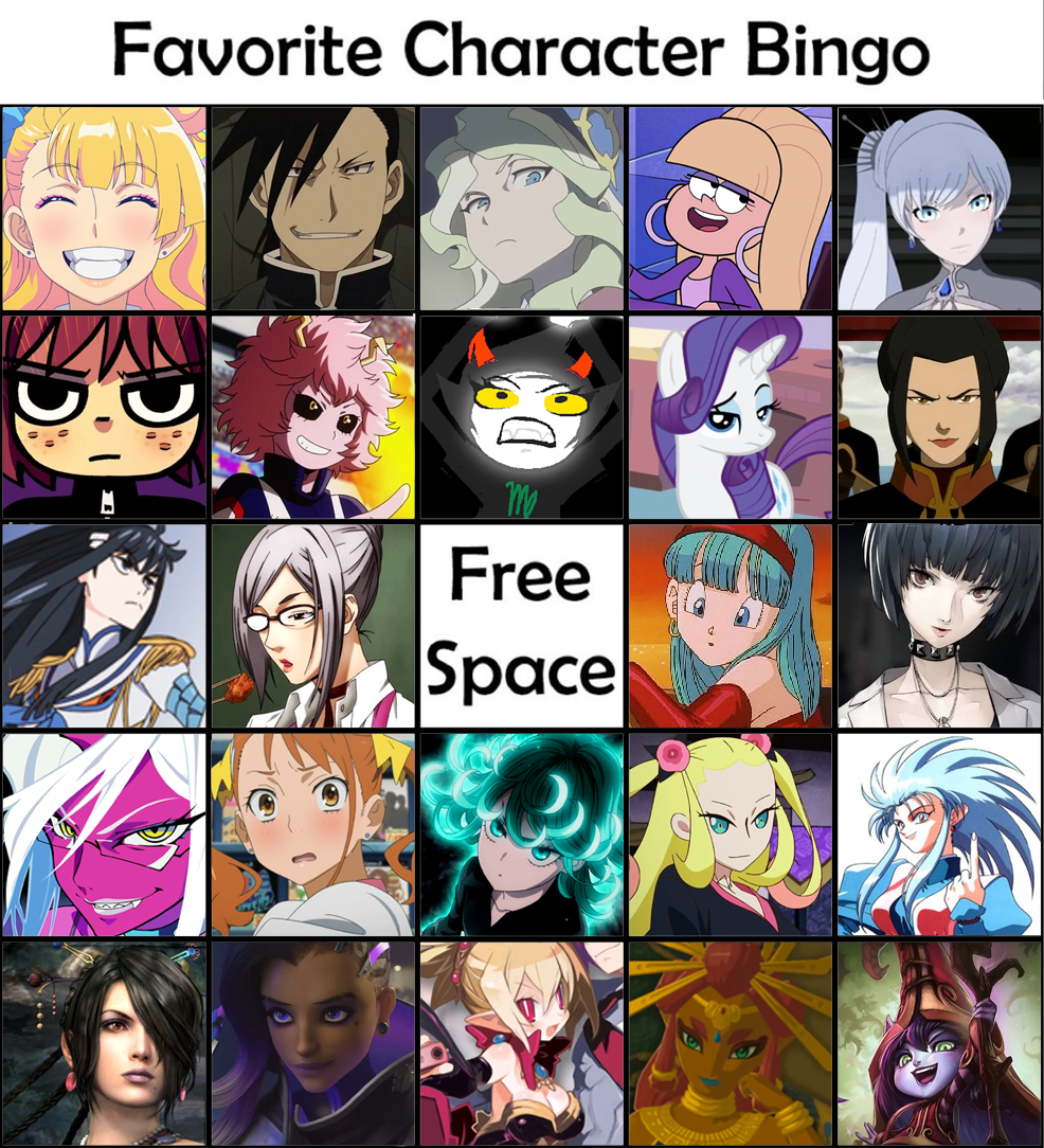 galactic-overlord:fav characters bingo~more like WAIfu bingo ahahahahah~….uhhhi