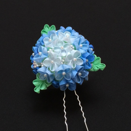 Ombre blue hydrangea (ajisai) silk hair ornament. Message us if interested!