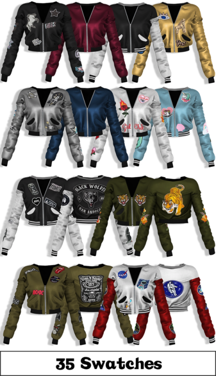 lumysims: Riley Bomber Jacket 35 Swatches Shadow Map HQ Mod Compatible Custom Catalog Thumbnails Dow