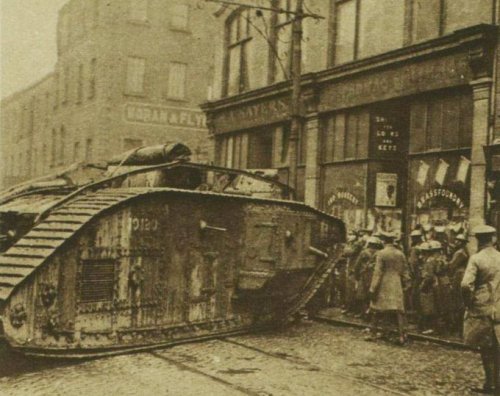 thisdayinwwi:Excelsior #OTD Jan 22 1921 publishes photos of tanks in #Dublin. On right British using