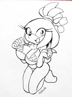 Inktober 2016, FemKnuckles in a swimsuit.