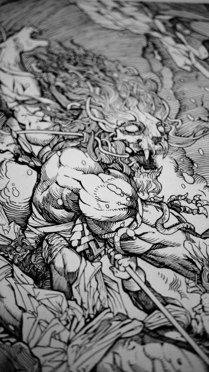 johnguydo:  Pen & Ink Illustration, The Lion Men of Moab © John Guydo Illustration. 