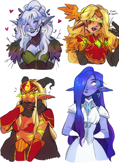 expression meme from twitter/ig with my elfie girls in wow (sylph, serina, feyvia and rinne)