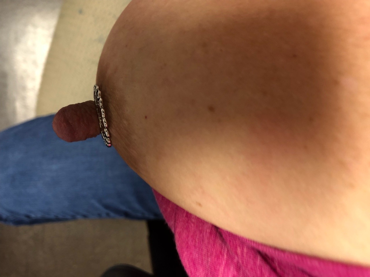 sanford550:  Work Boob Wednesday! Several people requested that I get some bling