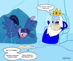 30minchallenge:  Ah, I was so hoping someone would go for a Frozen reference! 50 points to you! And Twilight looks absolutely irate about what the Ice King wrote O.o Wonder what it said. Great turn out tonight everyone! Hope you’re all keeping warm