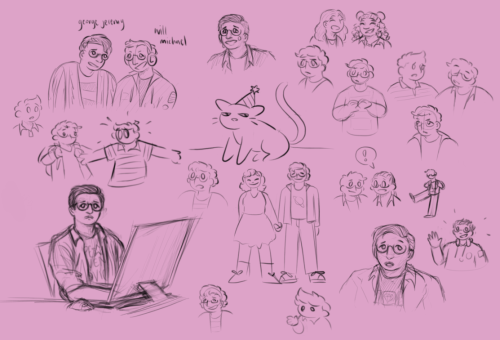 Here’s a sketch page with a bunch of drawings of varying quality because it’s all I achieved today. 