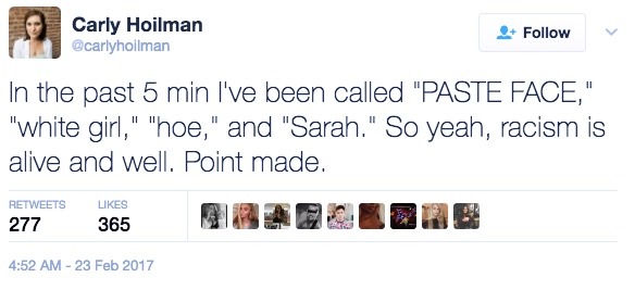 yoisthisracist:Just in case you forgot, this is as bad as racism gets for white people.
