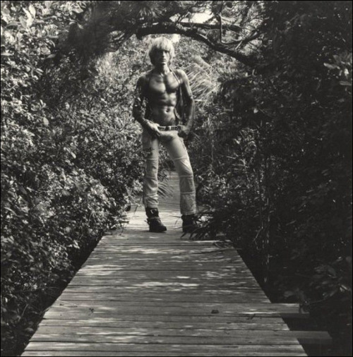 Peter Berlin on Fire Island heading for the meatrack,photographed by Robert Mapplethorpe, 1970s