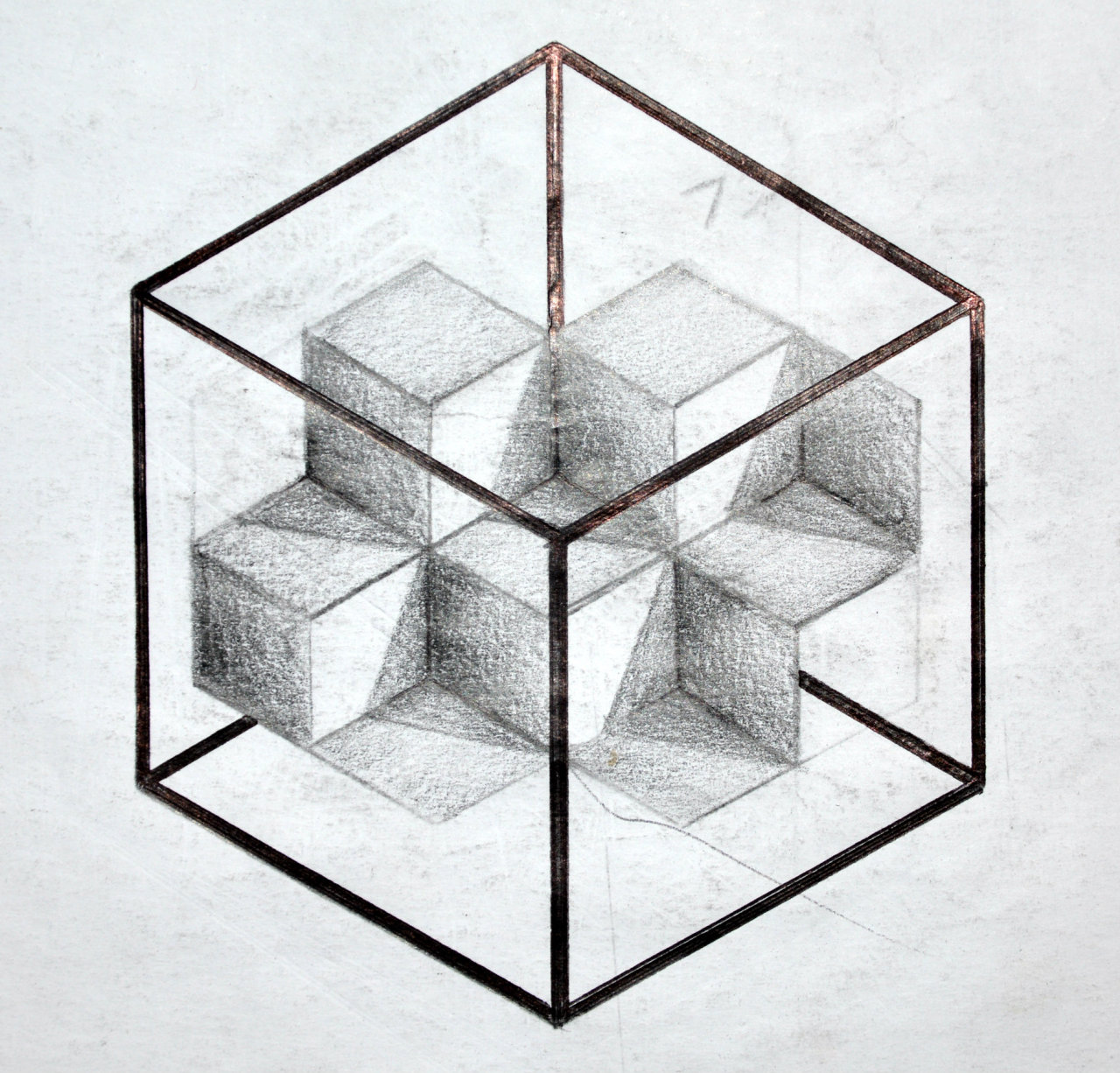 strokesite:  paulstobbsartwork:  A study on cubes using ‘Sacred Geometry’  :)