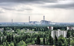 polarthebibear:  A collection of photos from Chernobyl, Pripyat and the surrounding area. Part 2 of 3. The top photo is a picture of the Chernobyl nuclear plant from the top of a Pripyat hotel.  