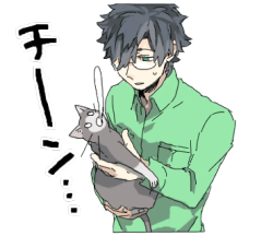 stickerd: silver cat&japanese boy 