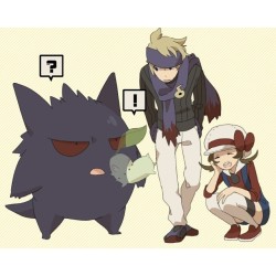 gwynbleidde:  #pokemon #heartgold #soulsilver #kotone #lyra #morty #gengar #bayleaf