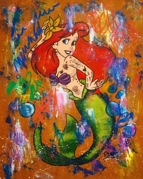 Ariel Under the Sea. 90x70cm ready to hang Acrylic on canvas World wide shipping Certification inclu