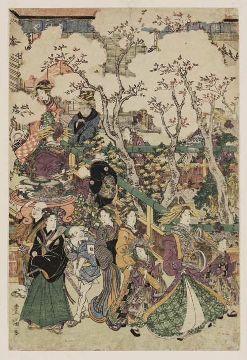 Utagawa Toyokuni I, Sheet 5 of Cherry Blossoms in the New Yoshiwara, a Pentaptych (Shin Yoshiwara sa