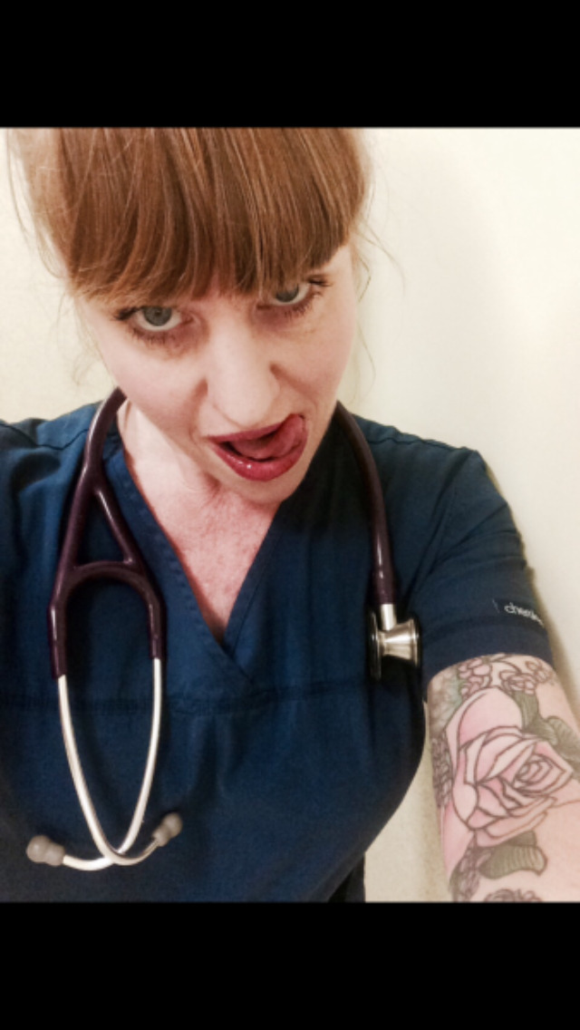 sexonshift:  Hot nurse bored at work! #submission #sexynurse #scrubs  Damn , got