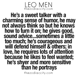 zodiaccity:  What you need to know about Leo men. For more zodiac fun facts, click here.