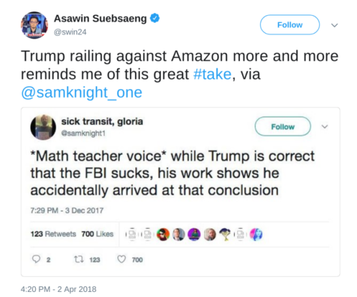 left-reminders:  berniesrevolution:  Amazon is still bad. Jeff Bezos is still bad. Bezos and other oligarchs being able to own whole media empires are still bad.   Reminds me of when Trump sarcastically implied we should remove Founding Father statues